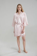 100% Pure Satin Silk Robe - Pink