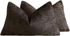 Chenille Grid Cushion Covers - Pack of 2 - Chocolate, 30cm x 50cm
