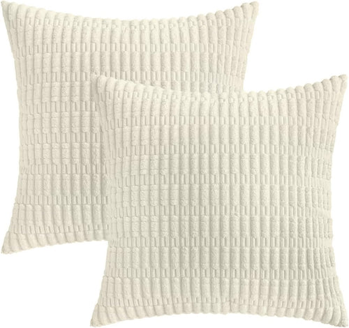 Boho Corduroy Cushion Covers - Twin-Pack - Cream - 45cm x 45cm