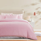 Yarn-Dyed Microfibre Stripe Quilt Cover Set - Pink