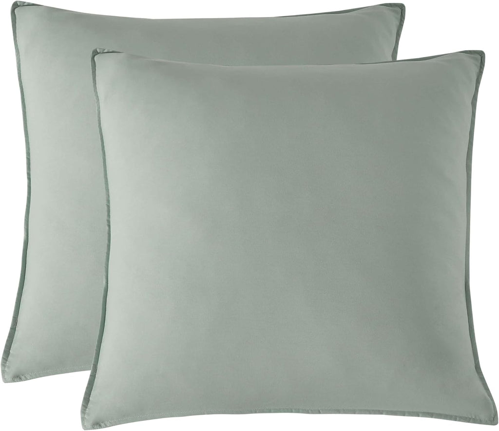 Vintage Washed Microfibre European Pillowcases - Twin-Pack - Sage