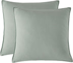 Vintage Washed Microfibre European Pillowcases - Twin-Pack - Sage