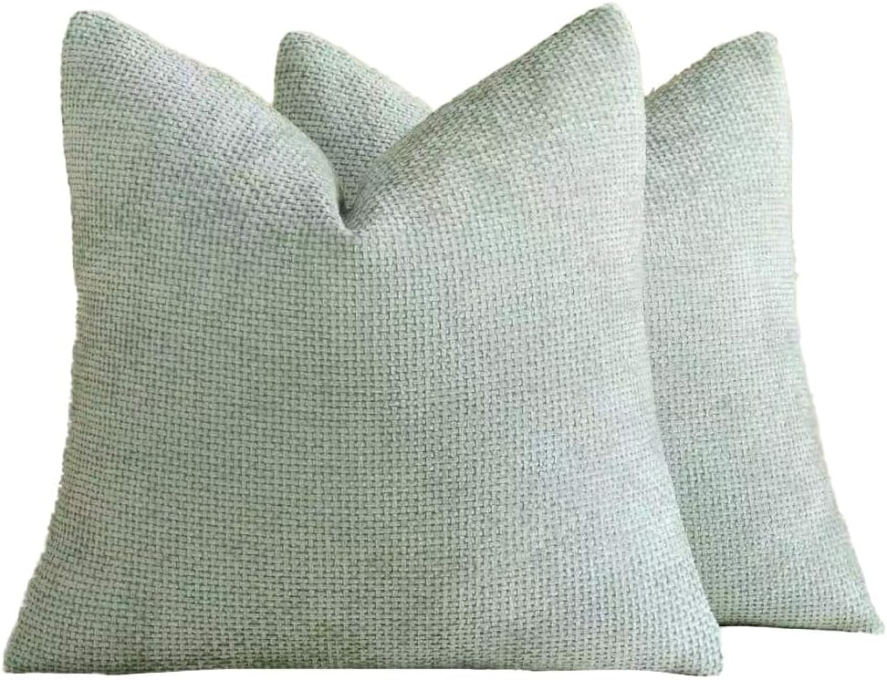 Chenille Grid Cushion Covers - Pack of 2 - Sage, 45cm x 45cm