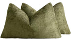 Chenille Grid Cushion Covers - Pack of 2 - Olive Green, 30cm x 50cm