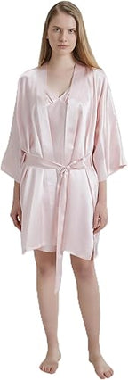 100% Pure Satin Silk Robe - Pink