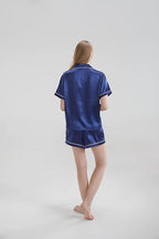 Silk Short Pyjama Set - Navy Blue