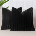 Faux Fur Cushion Covers - Twin-Pack - Black - 45cm x 45cm