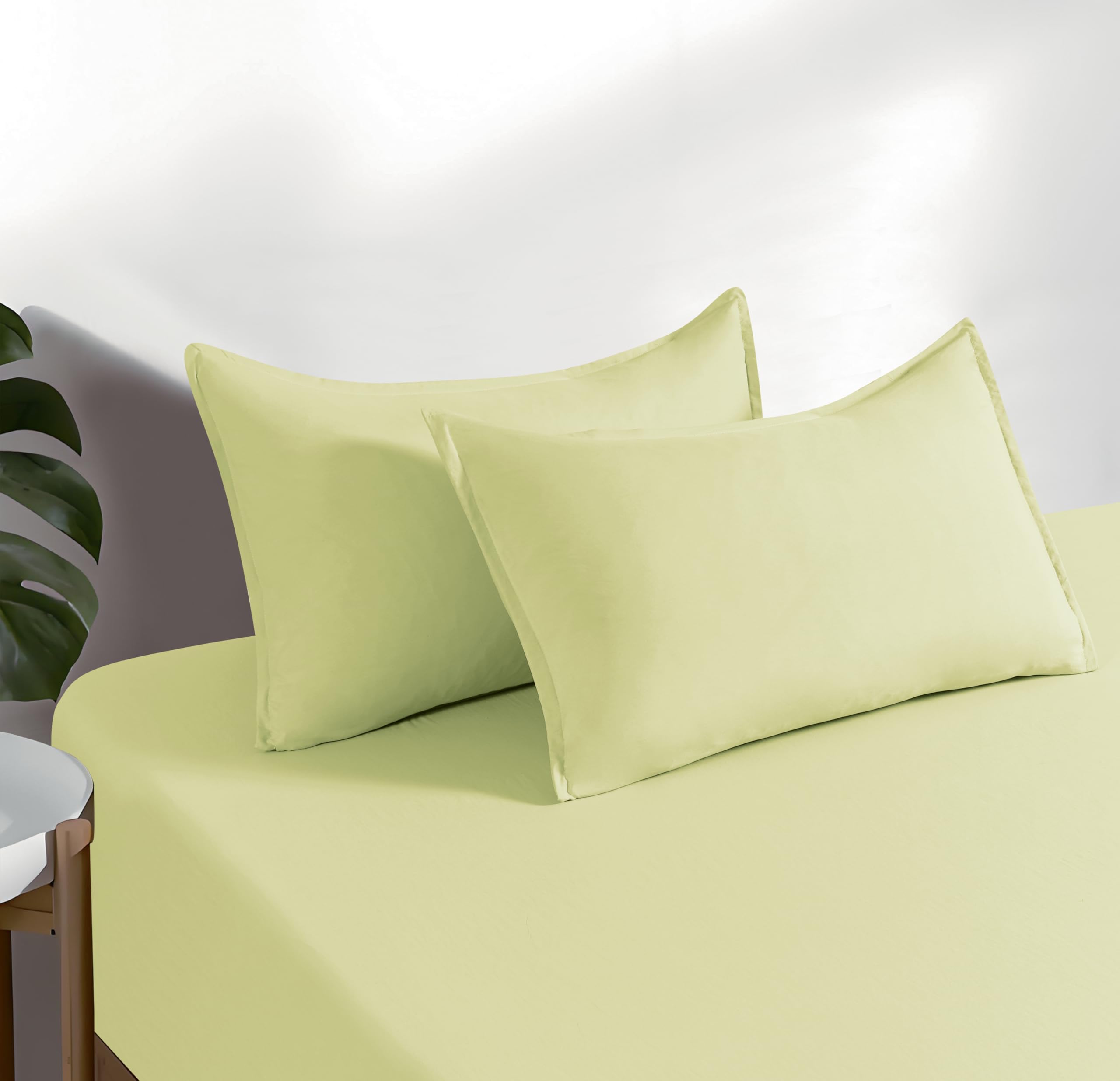 Vintage Washed Microfibre Standard Pillowcases - Twin-Pack - Lemon