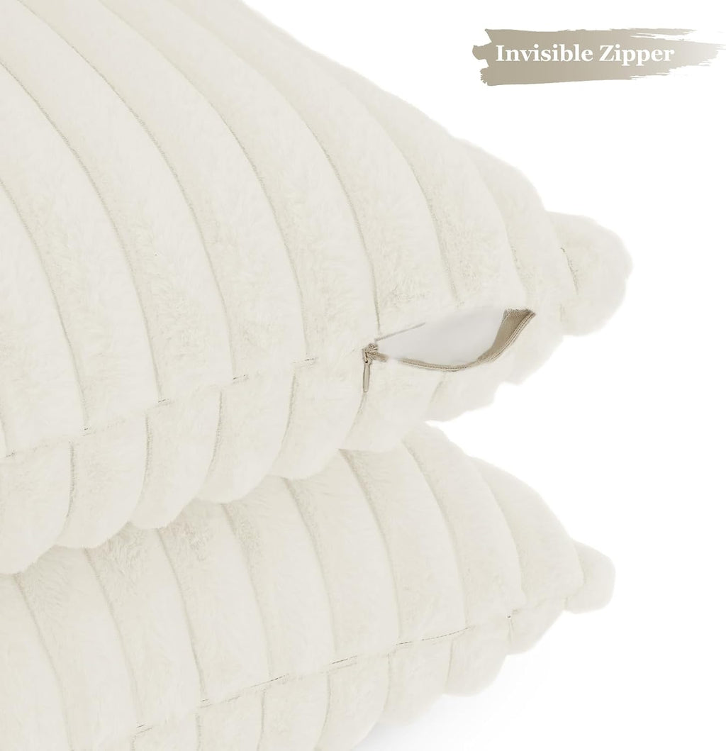 Faux Fur European Pillowcases - Snow - 65x65cm