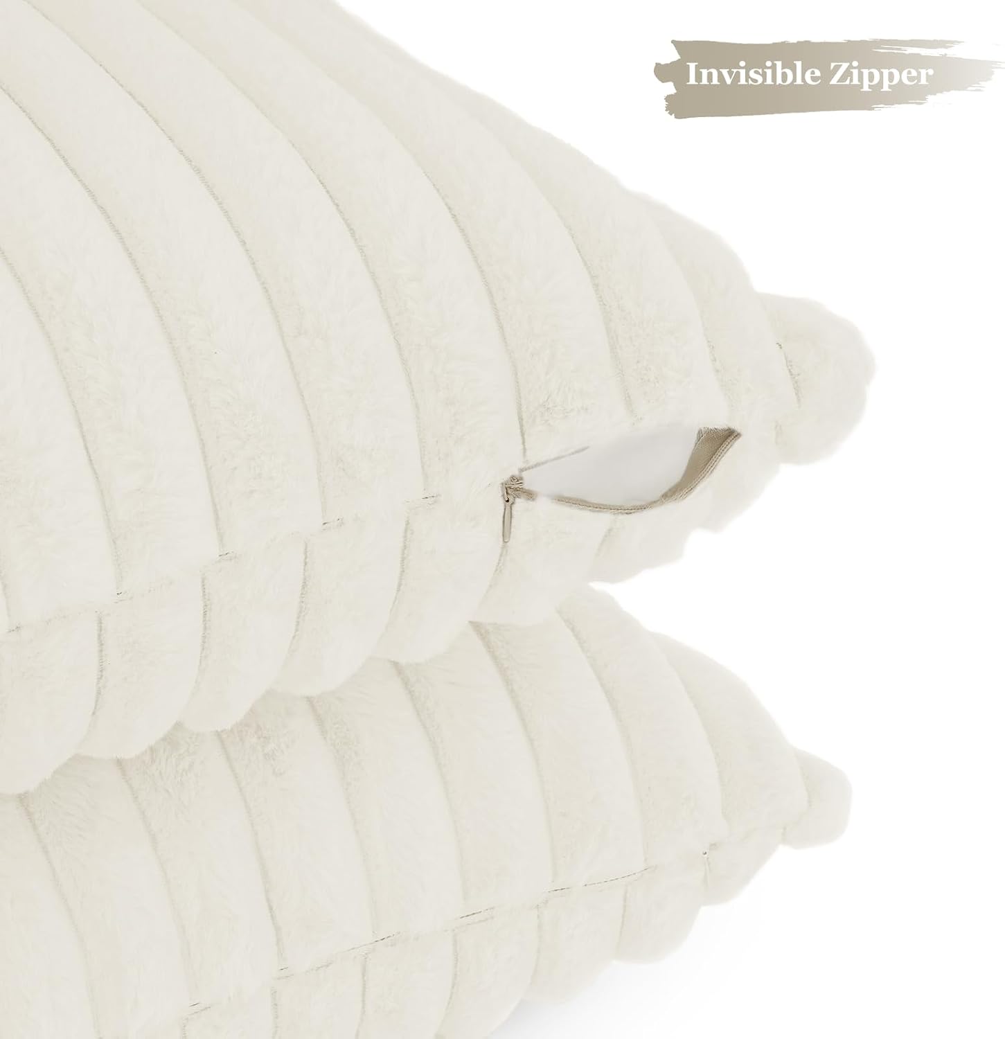 Faux Fur European Pillowcases - Snow - 65x65cm