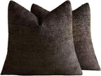 Chenille Grid Cushion Covers - Pack of 2 - Chocolate, 45cm x 45cm