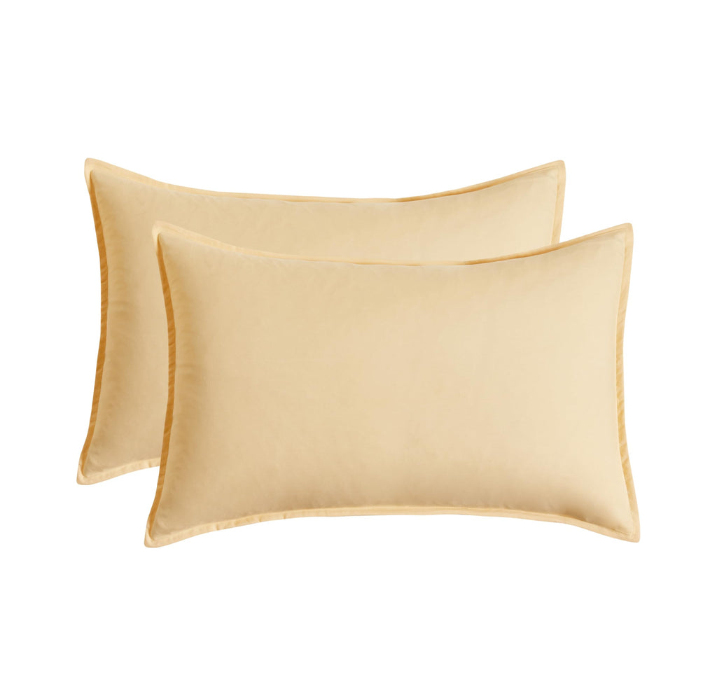 100% Vintage Washed Microfibre Fitted Sheet with Matching Pillowcases - Butter