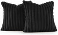 Faux Fur European Pillowcases - Black - 65x65cm
