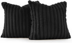 Faux Fur European Pillowcases - Black - 65x65cm