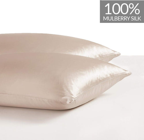 100% Mulberry Silk Pillowcase - Twin-Pack - Champagne