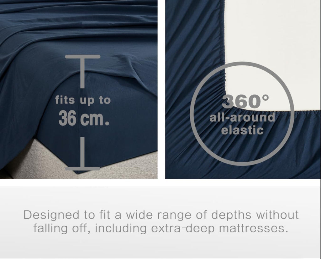 Vintage Washed Microfibre Sheet Set with Pillowcases - Navy