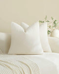 Chenille Grid Cushion Covers - Pack of 2 - Ivory, 45cm x 45cm