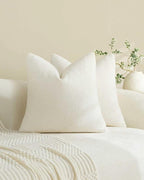 Chenille Grid Cushion Covers - Pack of 2 - Ivory, 45cm x 45cm