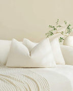 Chenille Grid Cushion Covers - Pack of 2 - Ivory, 30cm x 50cm