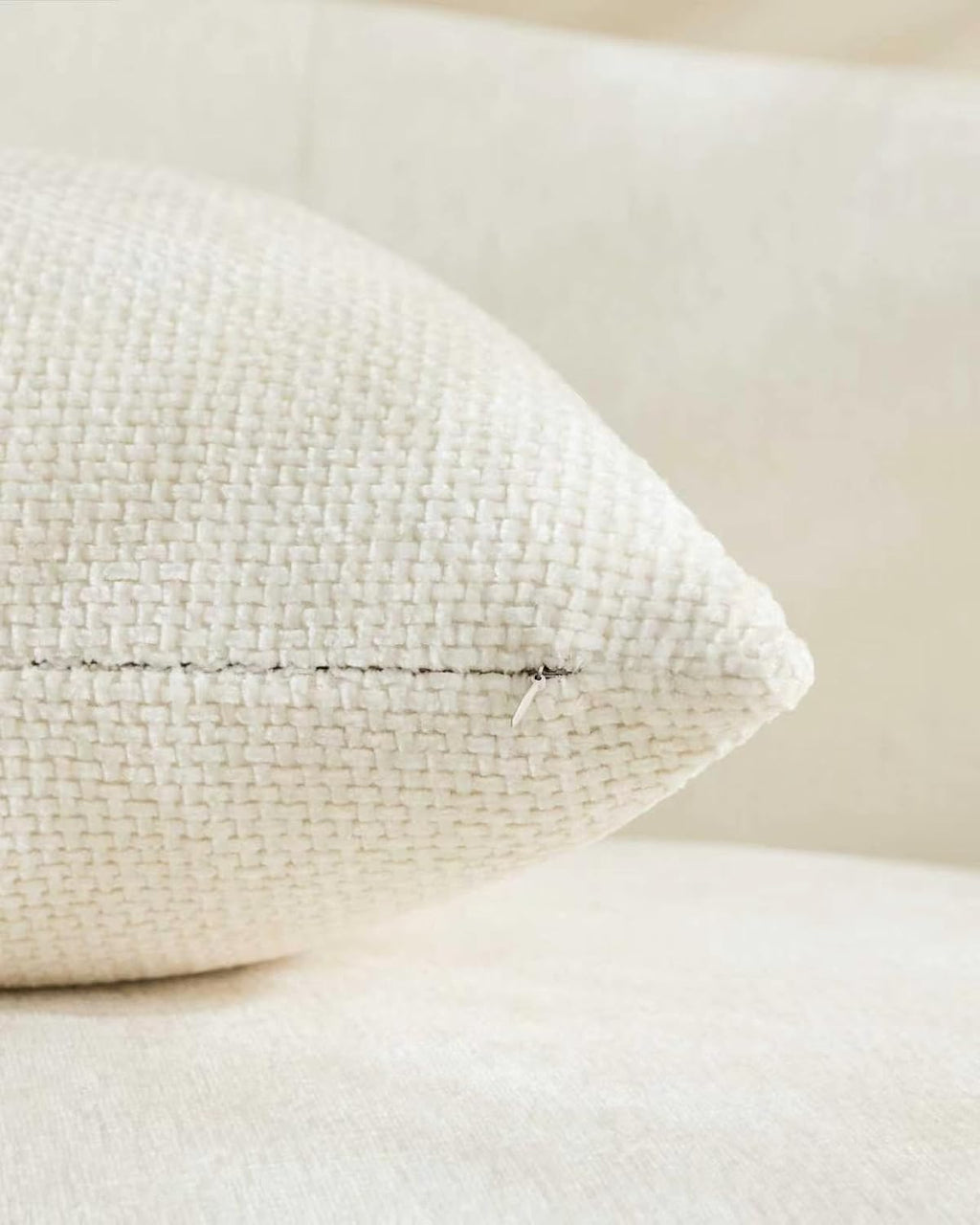 Chenille Grid Cushion Covers - Pack of 2 - Ivory, 45cm x 45cm