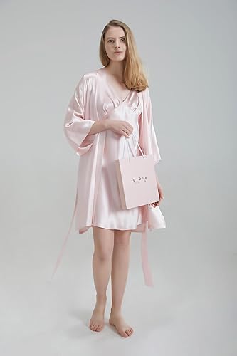 100% Pure Satin Silk Robe - Pink