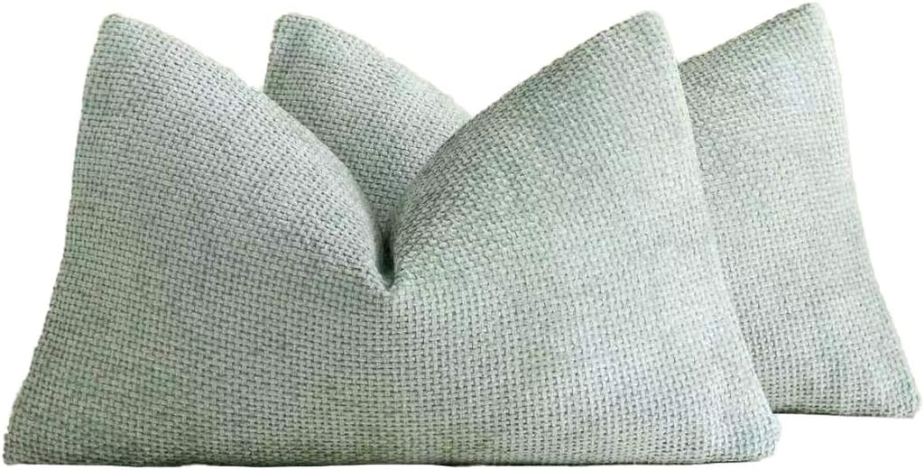 Chenille Grid Cushion Covers - Pack of 2 - Sage, 30cm x 50cm