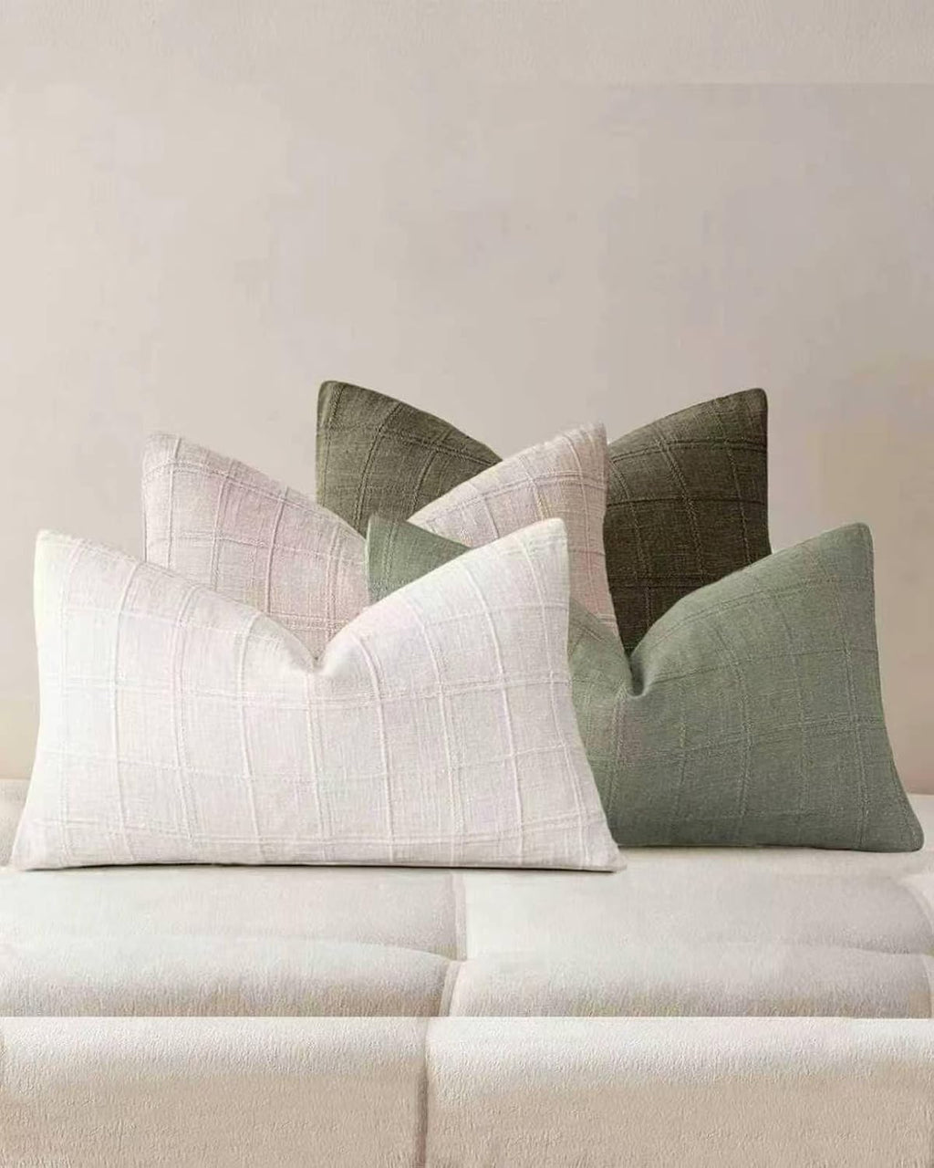 Linen-Look Cushion Covers - Pack of 4 - Green Neutrals, 30cm x 50cm