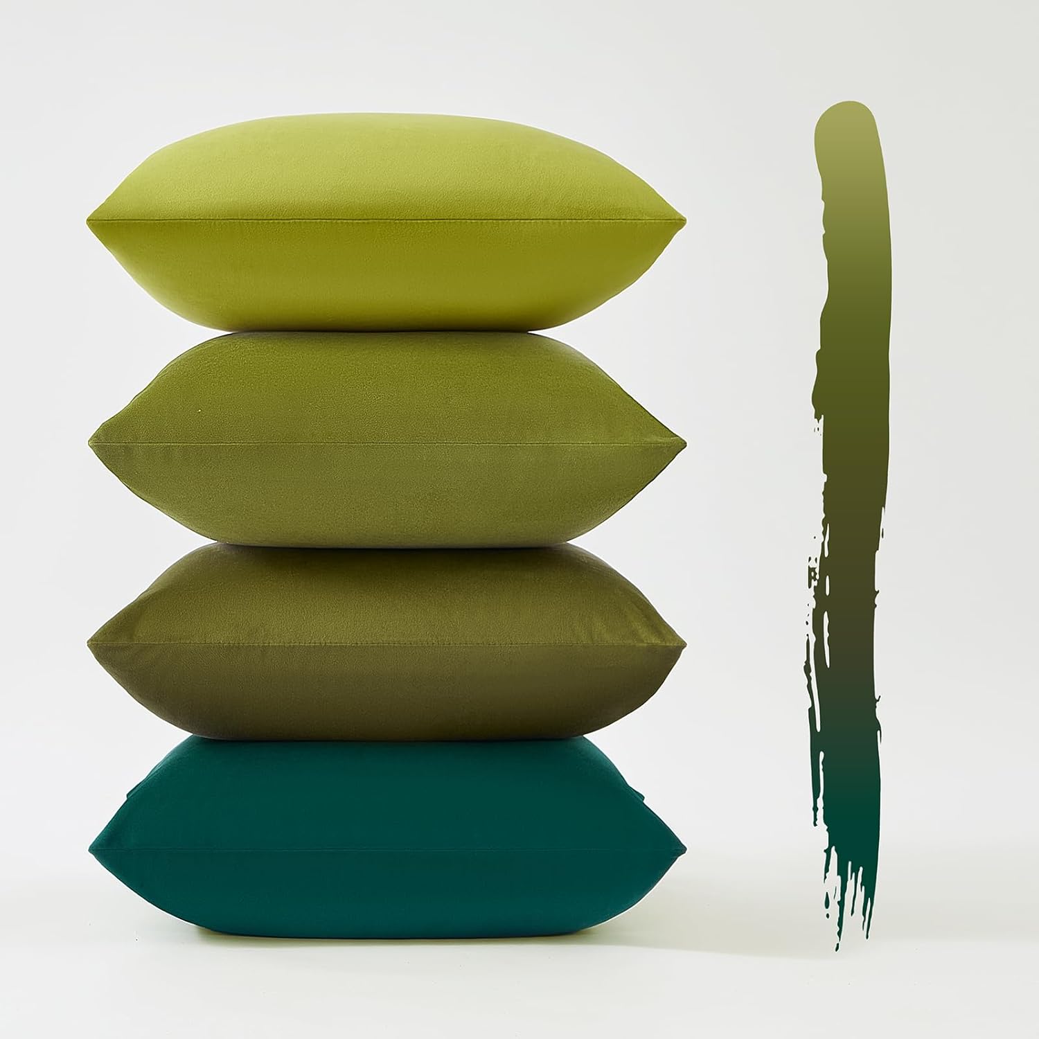 Velvet Cushion Covers - Pack of 4 -  Gradient Green - 45cm*45cm