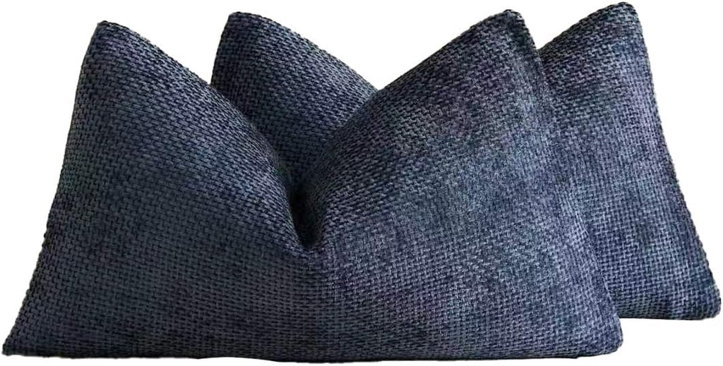 Chenille Grid Cushion Covers - Pack of 2 - Midnight, 30cm x 50cm