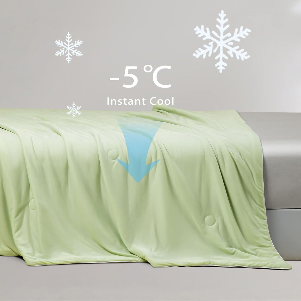 Ice Cooling Reversible Comforter/Blanket/Quilt - Green and Grey