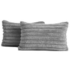 Faux Fur Cushion Covers - Twin-Pack - Grey - 30cm x 50cm