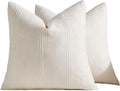 Linen Blend Striped European Pillowcases, Set of 2, Snow, 65x65cm