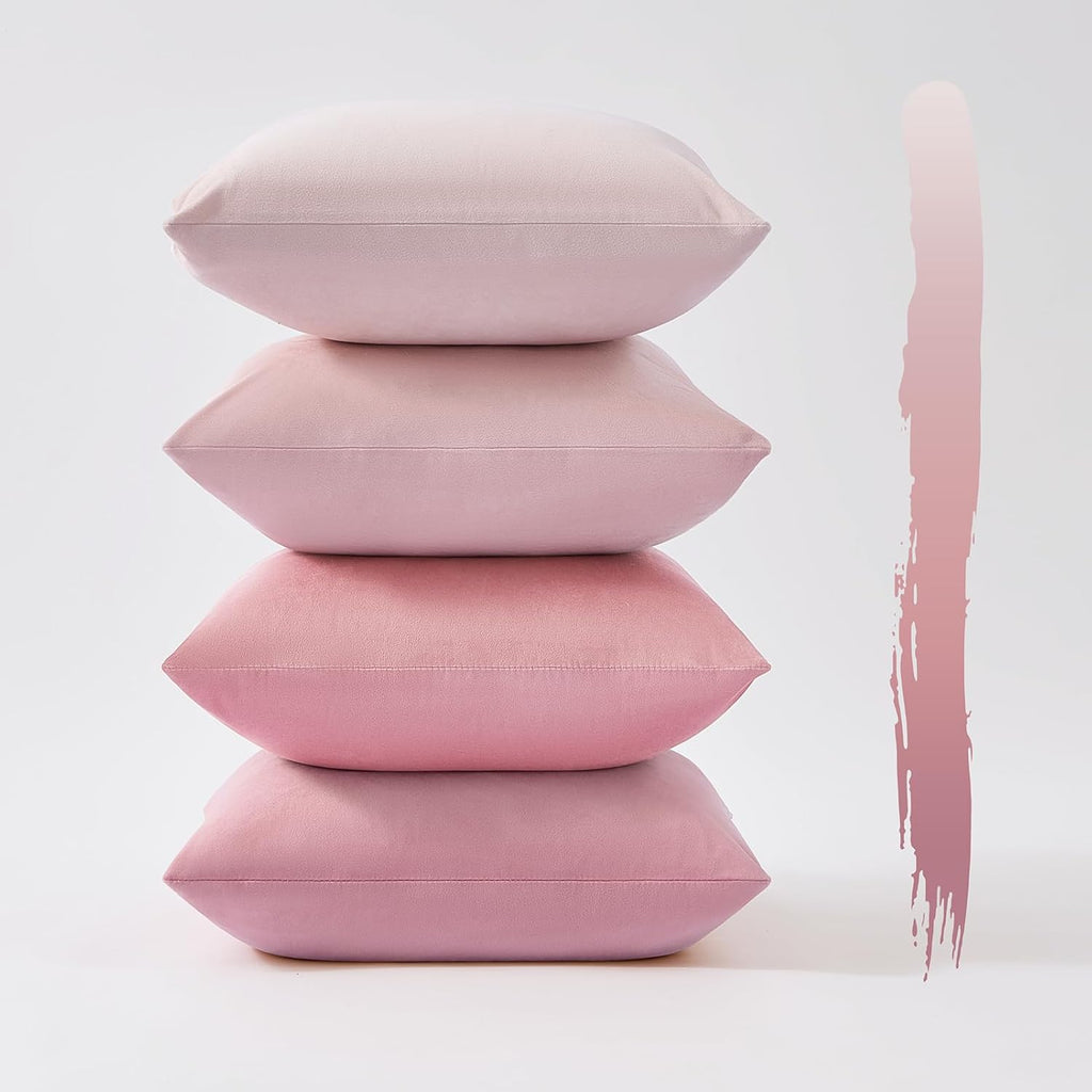 Velvet Cushion Covers - Pack of 4 - Gradient Pink - 45cm*45cm