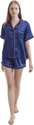 Silk Short Pyjama Set - Navy Blue