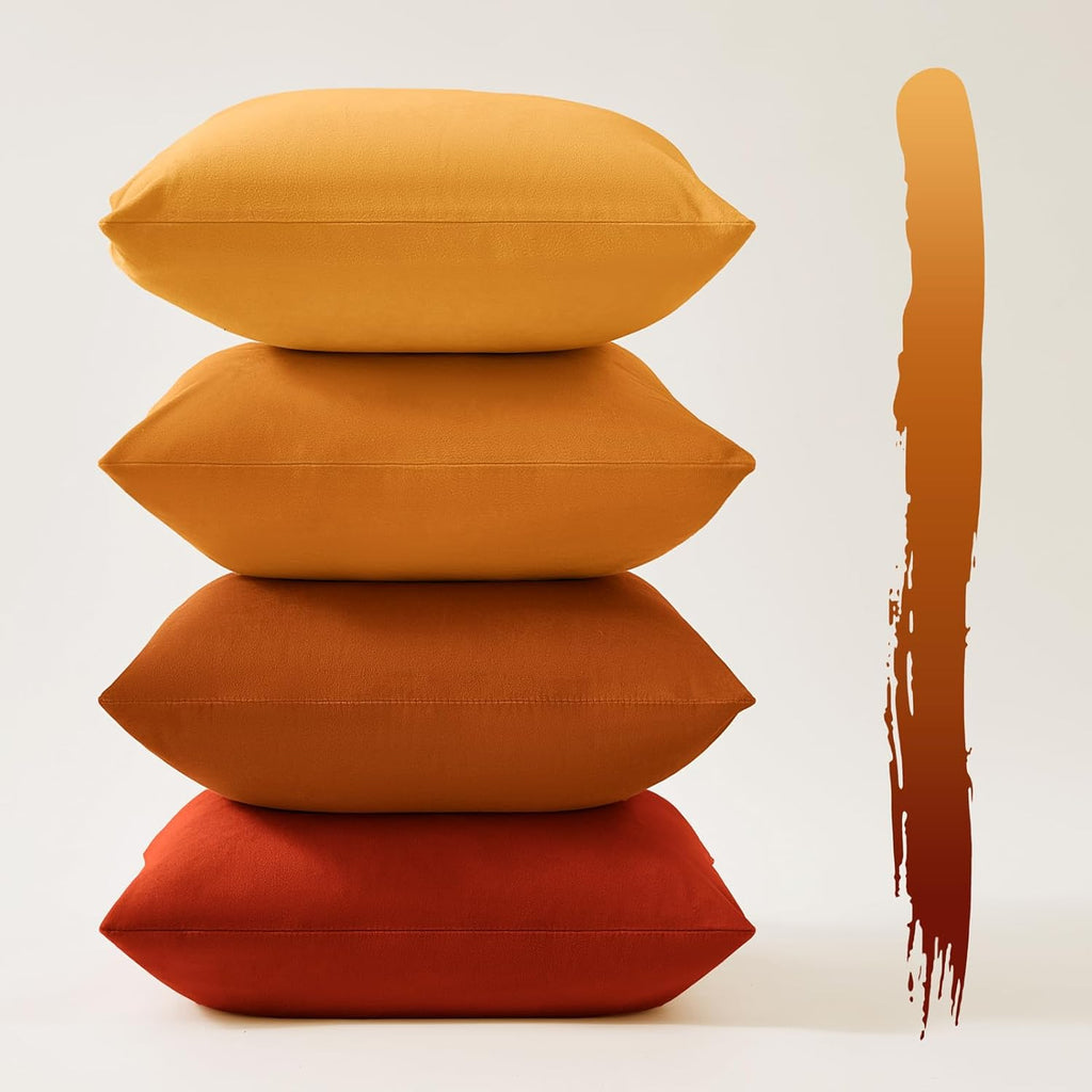 Velvet Cushion Covers - Pack of 4 - Gradient Yellow - 45cm*45cm