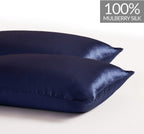 100% Mulberry Silk Pillowcase - Twin-Pack - Navy Blue