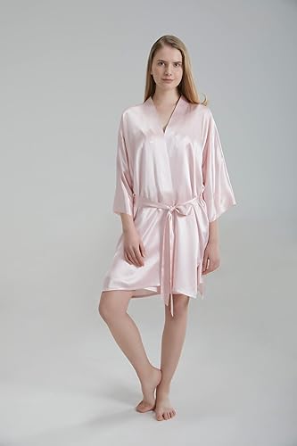 100% Pure Satin Silk Robe - Pink