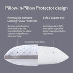 Premium Twin-Pack Bamboo Cooling Plush Down-Like Pillows - Medium to High Profile (2 Pcs) - with Free 2 Quilted Pillow Protectors