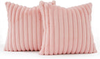 Faux Fur European Pillowcases - Pink - 65x65cm