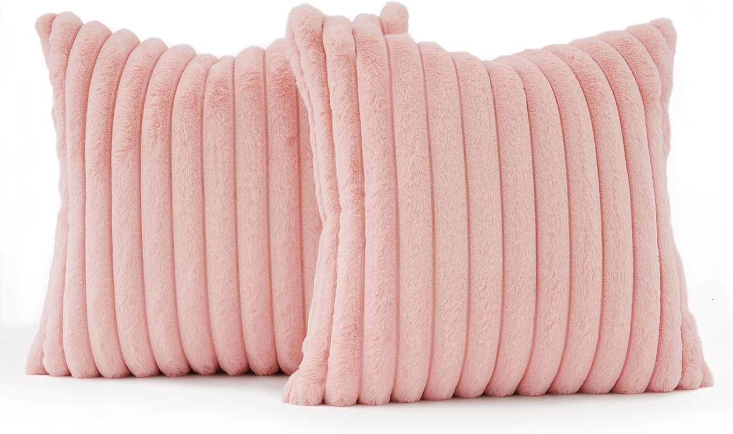 Faux Fur European Pillowcases - Pink - 65x65cm