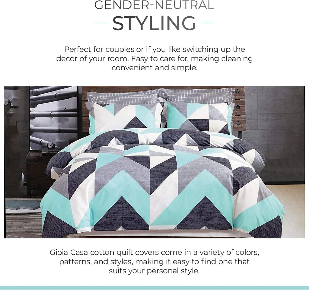100% Cotton 250TC Reversible Quilt Cover Set - Modern City