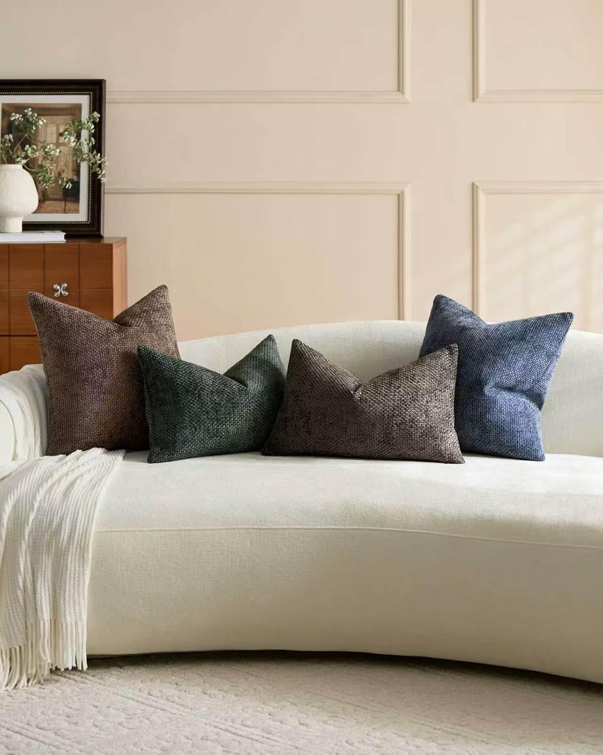 Chenille Grid Cushion Covers - Pack of 2 - Midnight, 30cm x 50cm