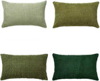 Corduroy Corn Grain Cushion Covers - Pack of 4 Mix of Green Shades - 30cm x 50cm