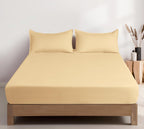 100% Vintage Washed Microfibre Fitted Sheet with Matching Pillowcases - Butter