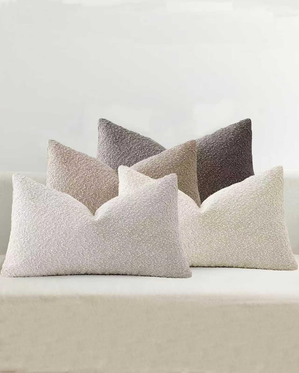 Bouclé Cushion Covers - Pack of 4 - Mixed Natural - 30cm x 50cm