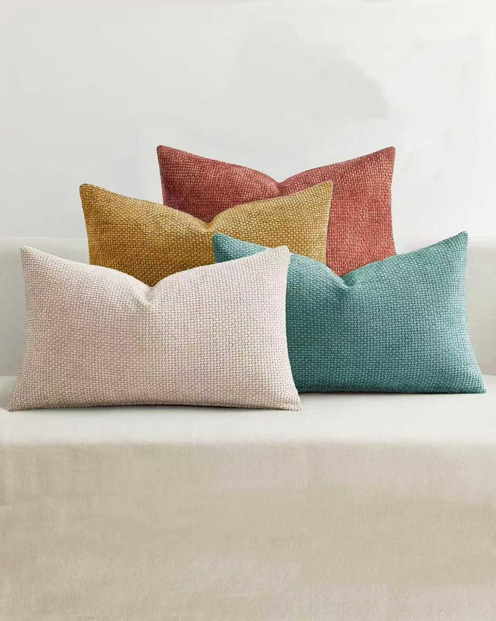 Chenille Grid Cushion Covers - Pack of 4 - Rainbow, 30cm x 50cm