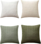 Linen-Look Cushion Covers - Pack of 4 - Green Neutrals, 45cm x 45cm