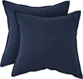 Linen-Cotton European Pillowcases - Soft & Breathable with Hidden Zipper Design - Navy, 65x65cm