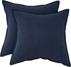 Linen-Cotton European Pillowcases - Soft & Breathable with Hidden Zipper Design - Navy, 65x65cm