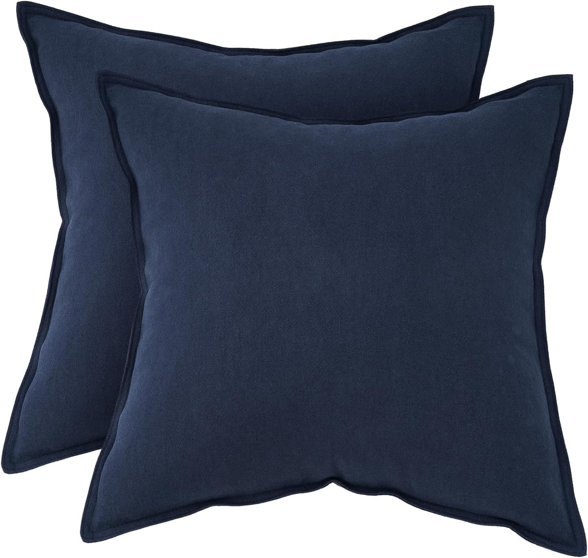 Linen-Cotton European Pillowcases - Soft & Breathable with Hidden Zipper Design - Navy, 65x65cm